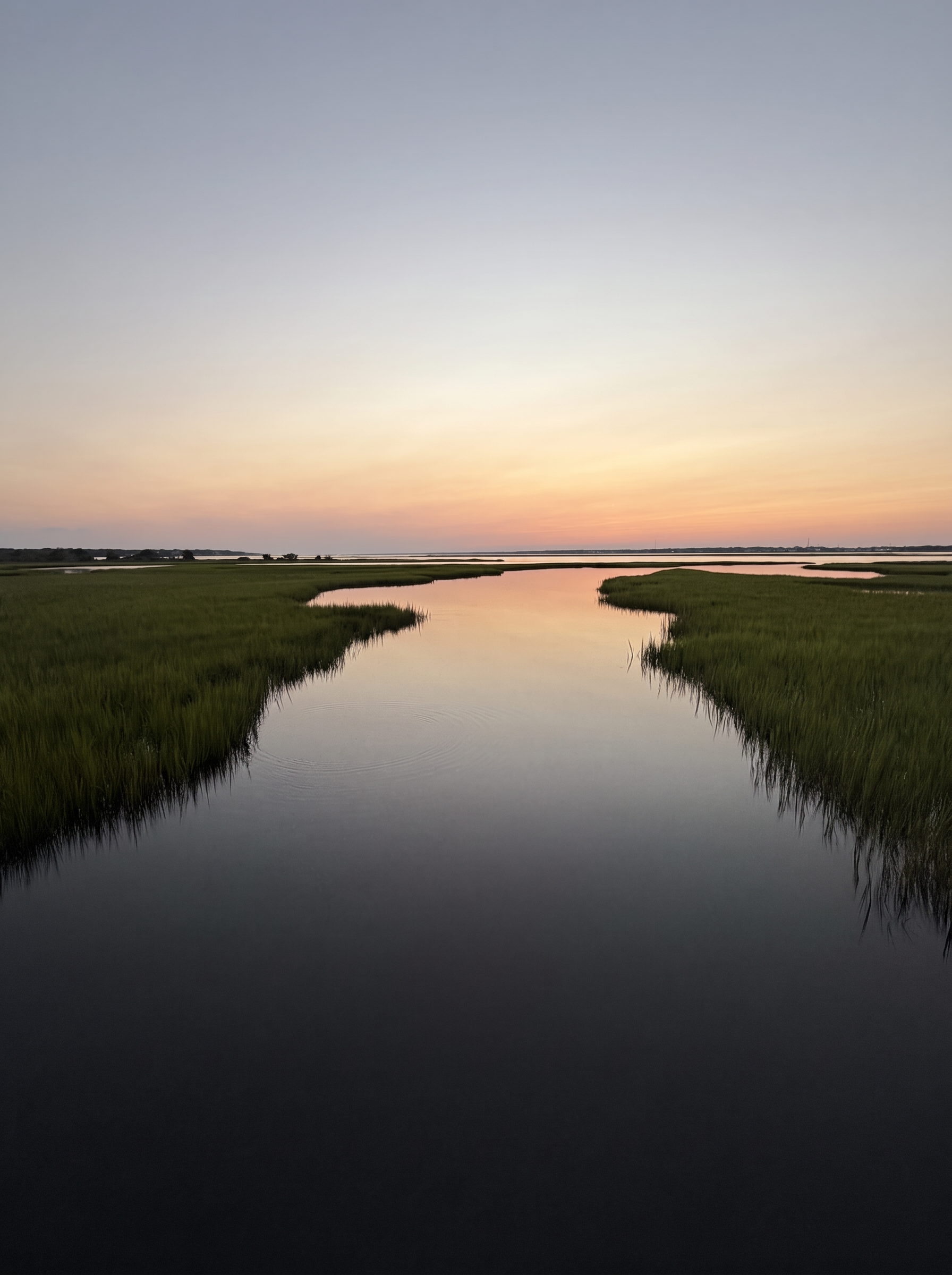 Coastal marsh waterway at sunset in North Carolina